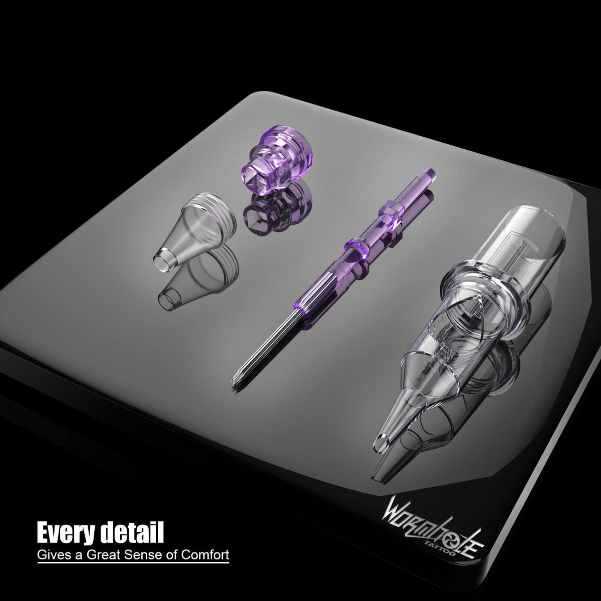 Wormhole Tattoo cartridges next to a ruler showing standard size compatibility