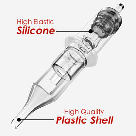 Wormhole Tattoo cartridge in use on skin demonstrating smooth ink flow and control