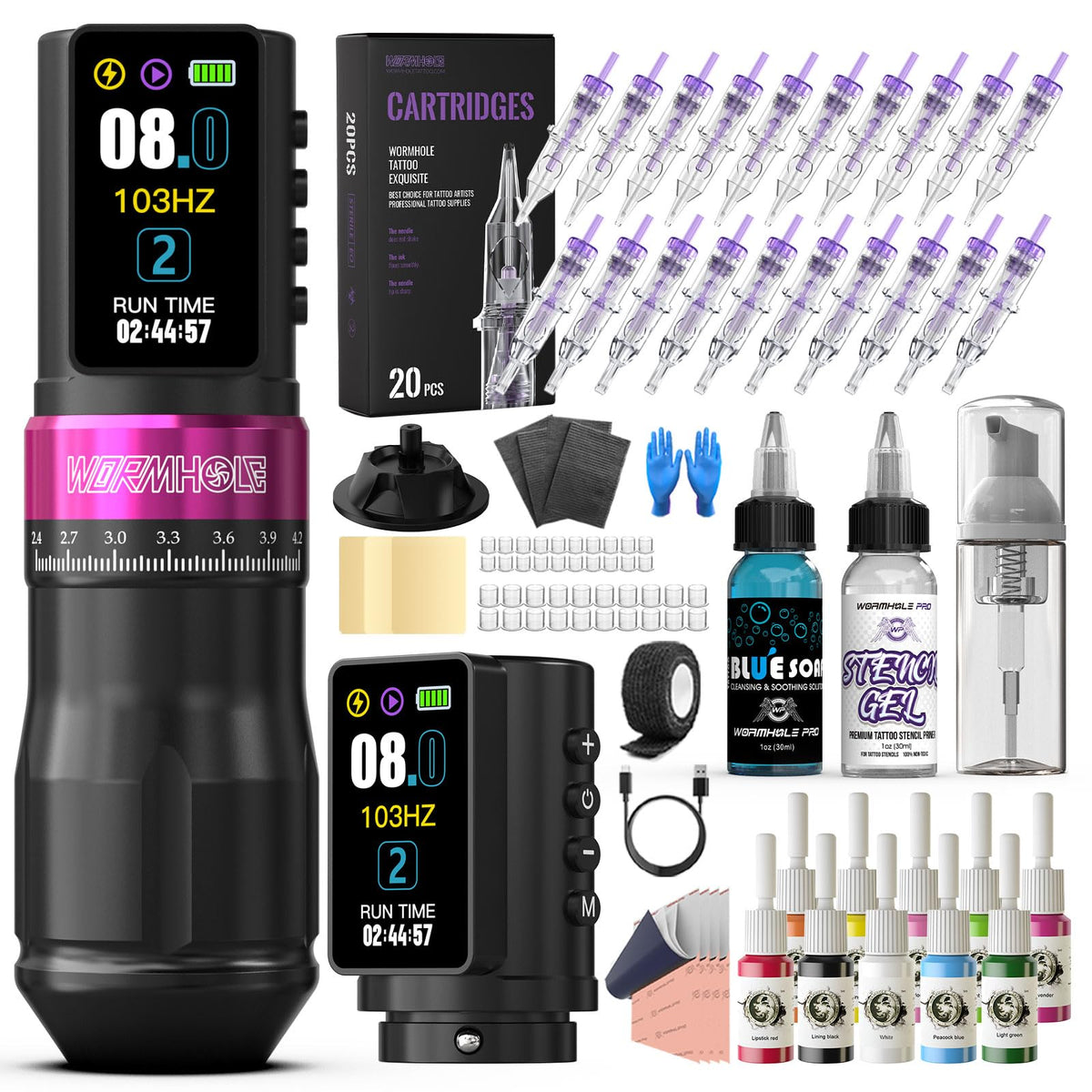 Wormhole Tattoo front packaging showing complete kit and contents for ready-to-use convenience