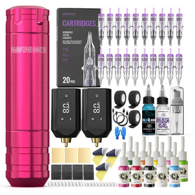 Wormhole Tattoo pink rotary pen front view showing compact design and portability benefit