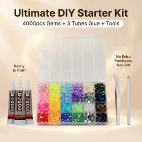 Worthofbest open 24-compartment organizer with pre-sorted rainbow rhinestones