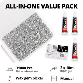 Worthofbest 24-grid organization tray with sorted rhinestone sizes for quick access