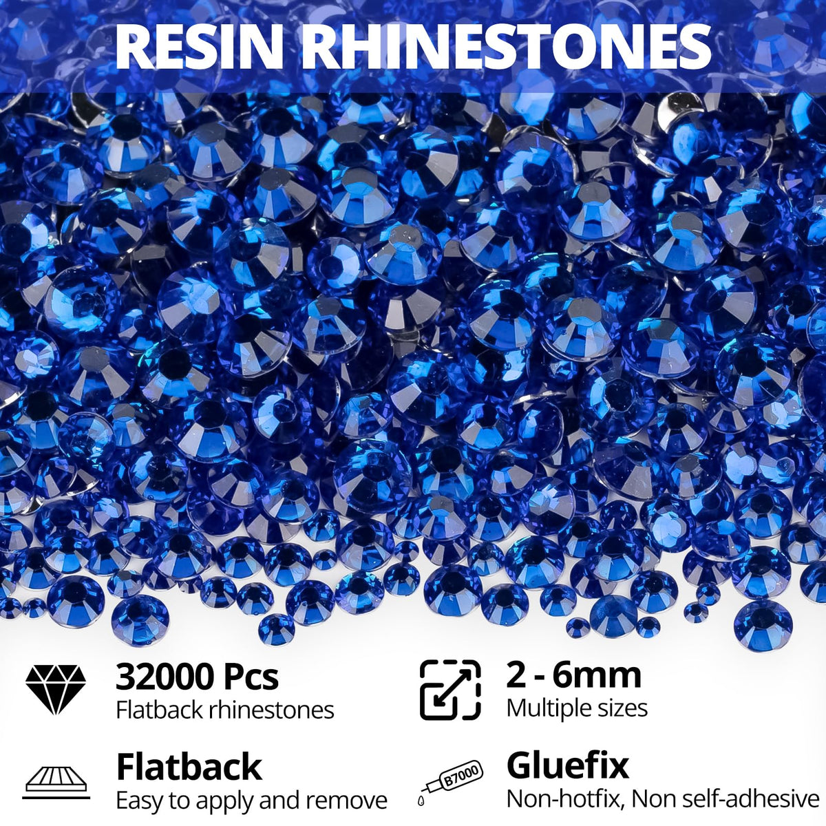 Worthofbest 24-grid tray open with sorted blue gems, keeping pieces organized