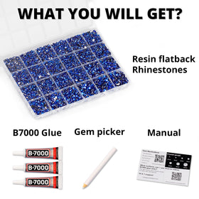 Worthofbest open 24-grid storage box displaying organized rhinestone sizes for fast access