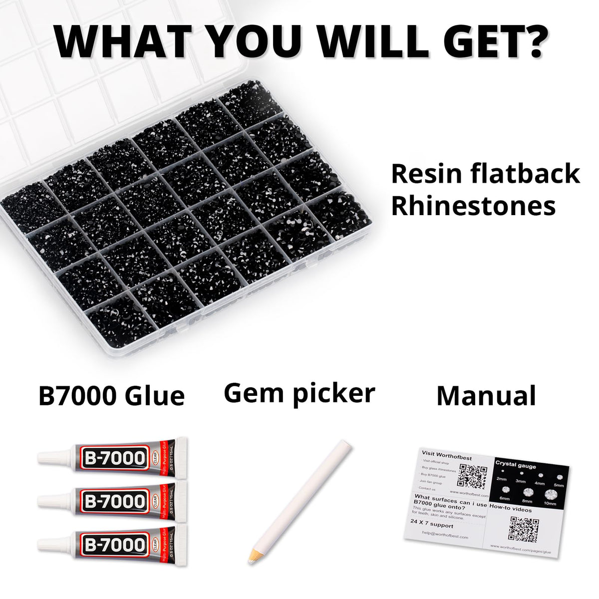 Worthofbest open 24-grid storage case keeping rhinestones sorted for fast access