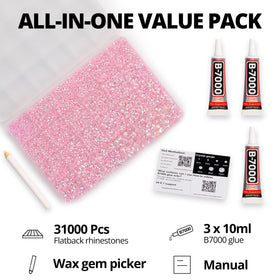 Worthofbest open 24-grid storage organizer with sorted pink gems