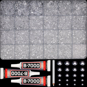 Worthofbest front packaging showing full rhinestone kit and accessories for easy crafting