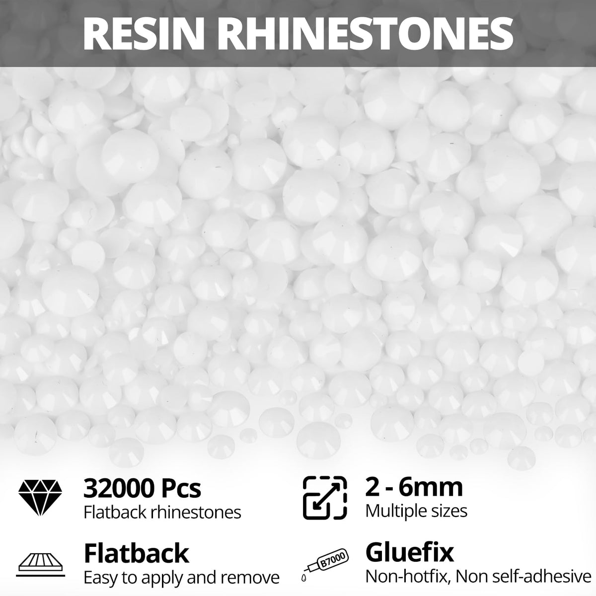 Worthofbest close-up of 14-facet white flatback gemstones showing bright reflective sparkle