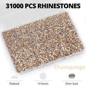 Worthofbest close-up of 14-facet flatback rhinestones highlighting extra sparkle