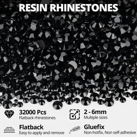 Worthofbest close-up of black rhinestone facets showcasing reflective shine