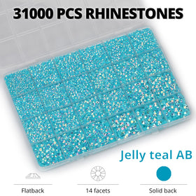 Worthofbest close-up of 2–6mm faceted turquoise rhinestones showing sparkle