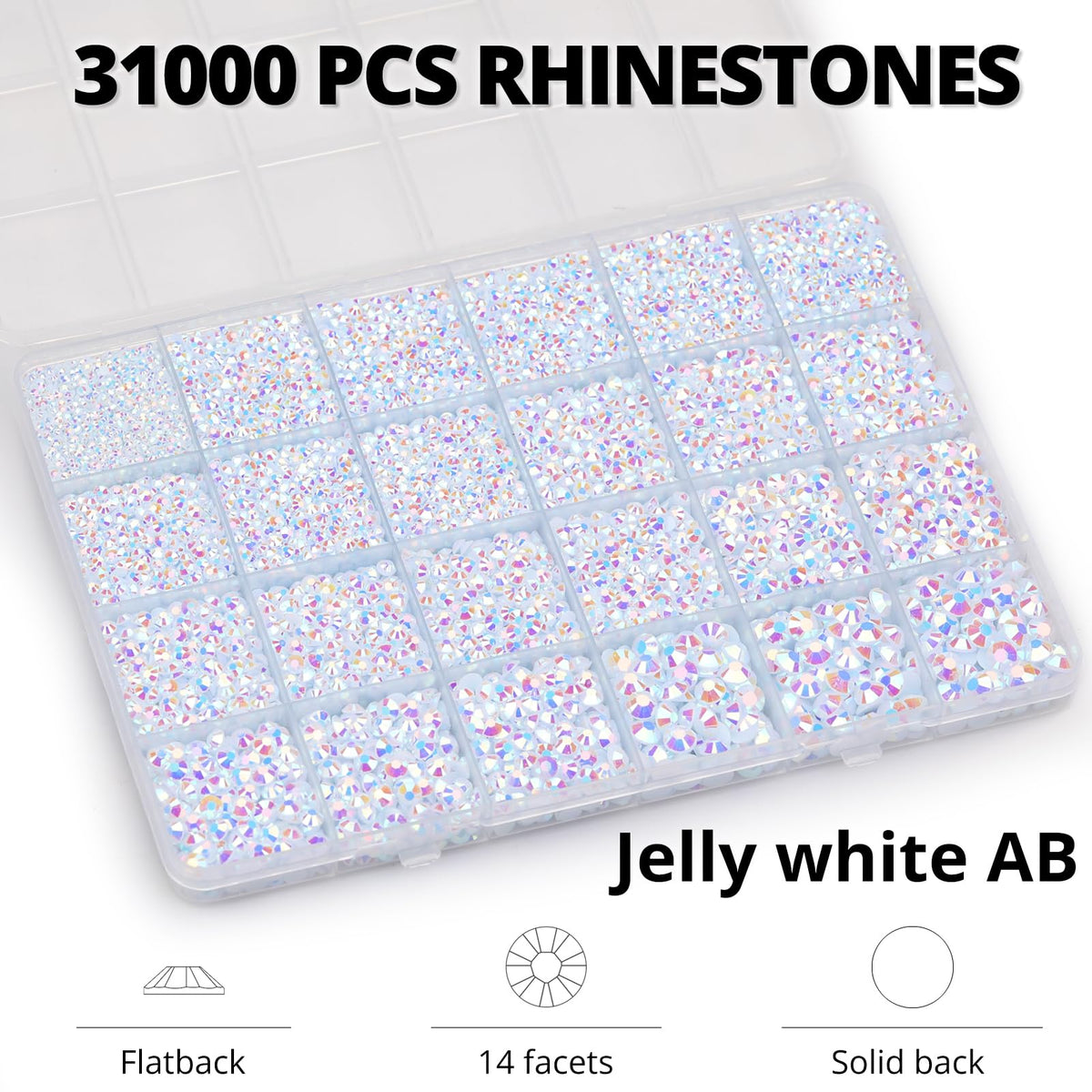 Worthofbest close-up of mixed 2–6mm AB flatback rhinestones sparkle