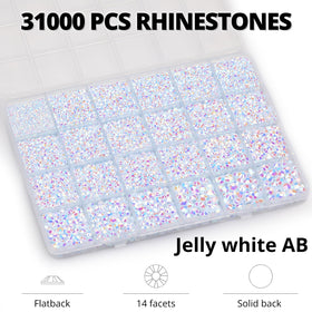 Worthofbest close-up of mixed 2–6mm AB flatback rhinestones sparkle