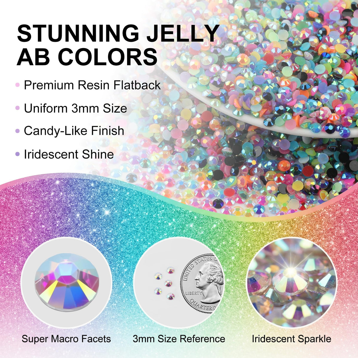 Worthofbest color-grid organizer with 28 distinct jelly AB shades for quick selection