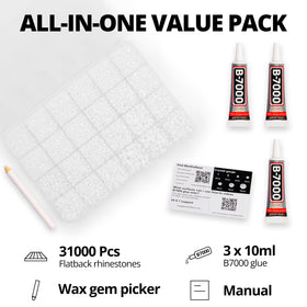 Worthofbest compartment organizer with sorted rhinestones for fast access