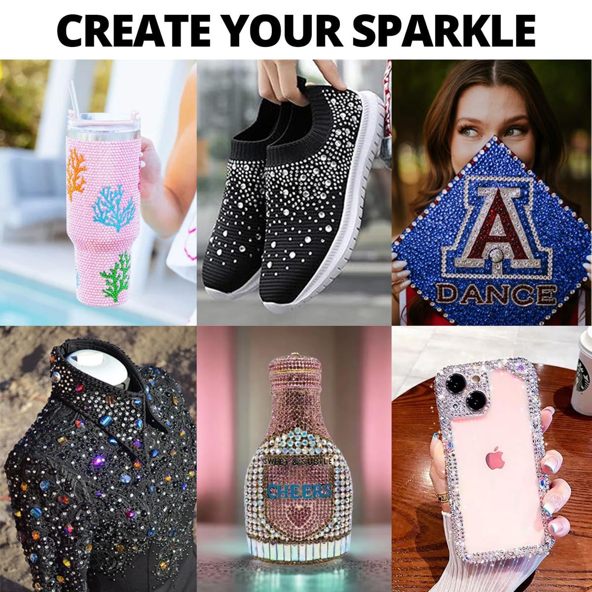 Worthofbest decorated shoes showcasing finished sparkle and durable bonded gems