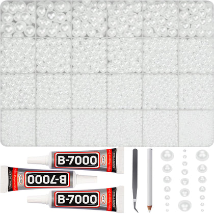 Worthofbest front packaging of 16500 flatback pearls showing quantity and mixed sizes, convenient storage
