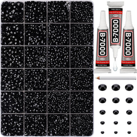 Worthofbest front packaging showing full black rhinestone kit and tools for easy crafting