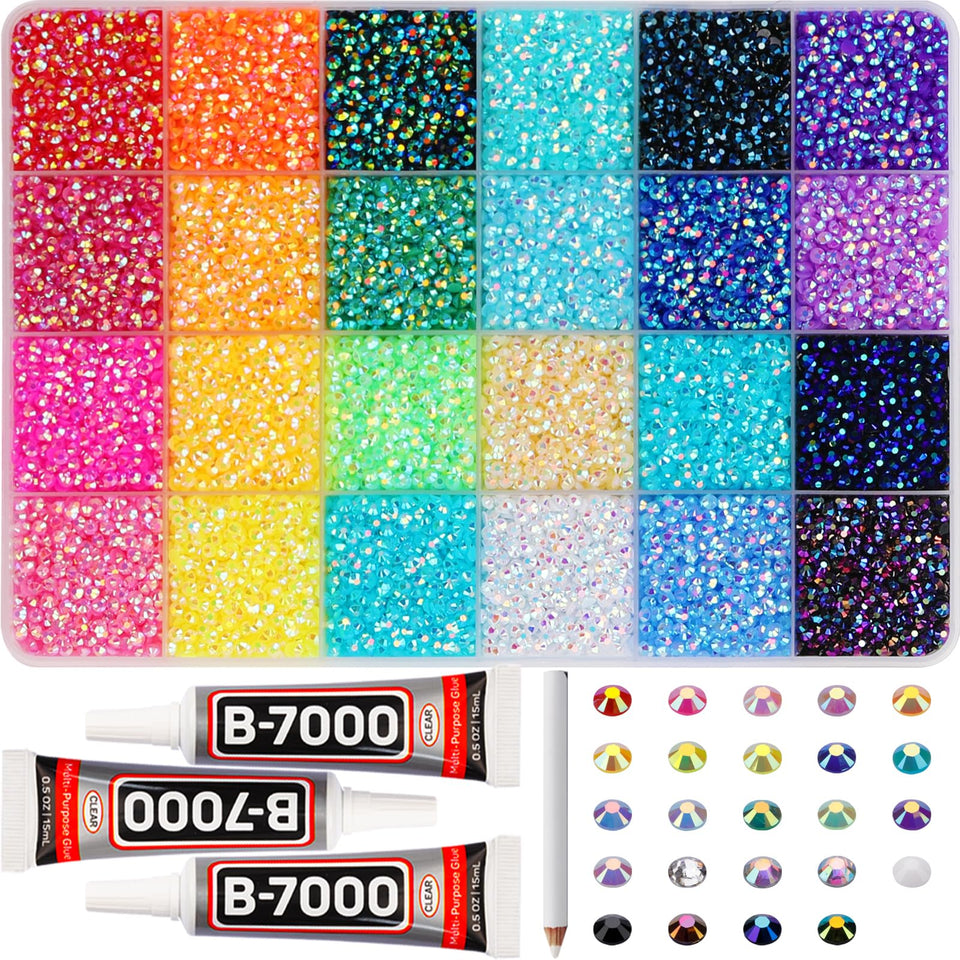 Worthofbest front packaging showing colorful rhinestones and tools for crafting appeal