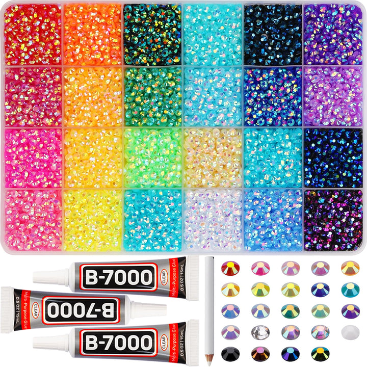 Worthofbest front packaging showing 17000-piece rhinestone kit and tools for instant sparkle