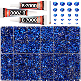 Worthofbest front packaging showing royal blue rhinestones and accessories, ready to craft