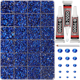 Worthofbest front packaging showing royal blue rhinestones and included tools for easy selection