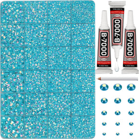 Worthofbest front packaging showing turquoise rhinestone kit and included tools