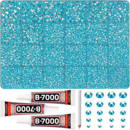 Worthofbest front packaging showing turquoise rhinestones and tools, highlights ready-to-use kit