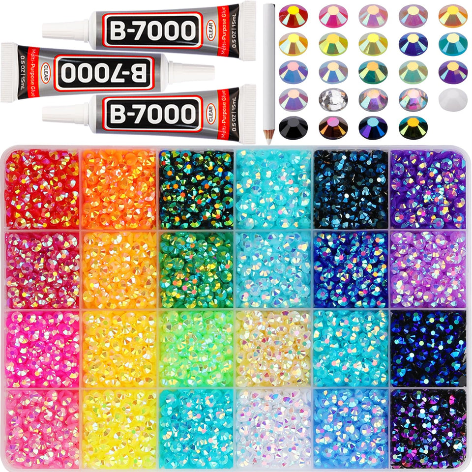 Worthofbest front packaging showing gems and glue for instant crafting convenience