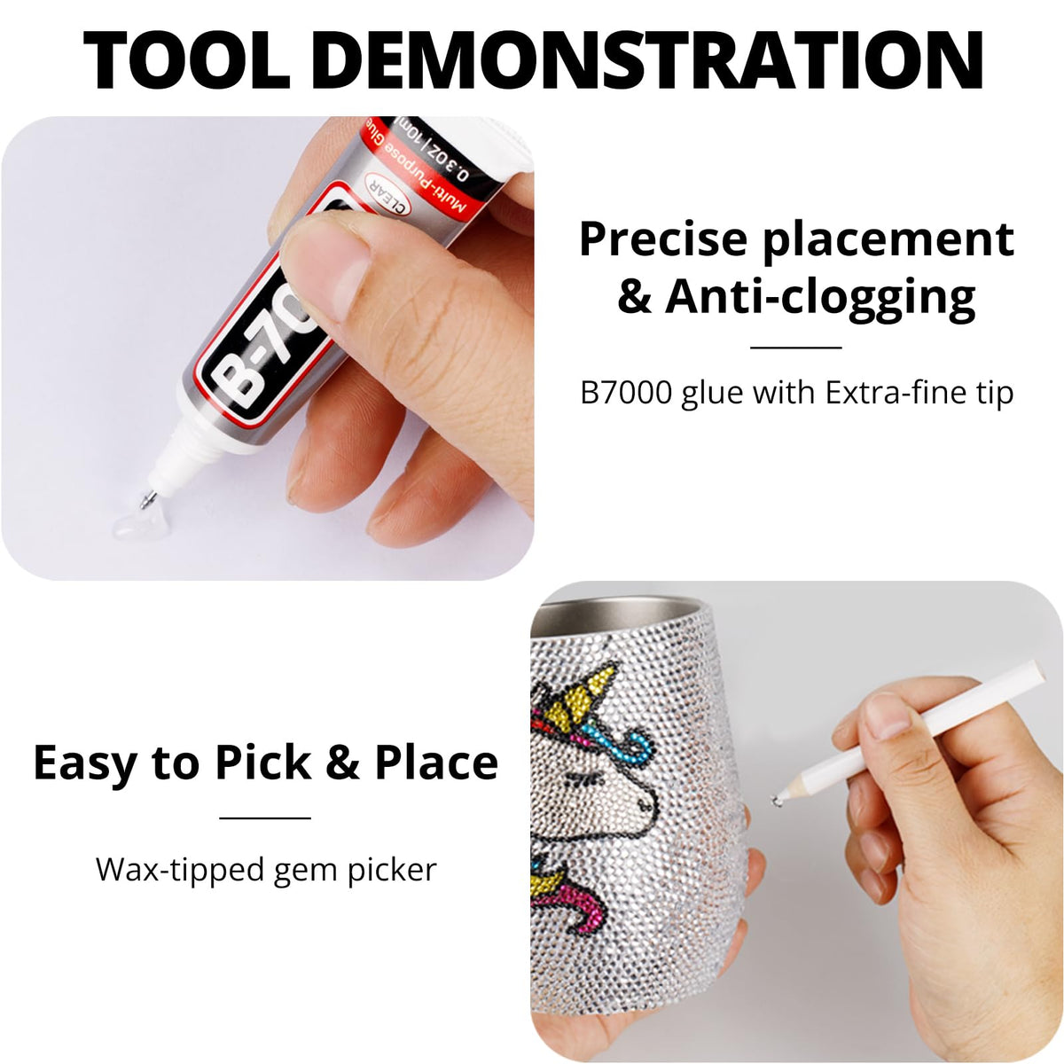 Worthofbest three B7000 glue tubes with fine tips for precise application