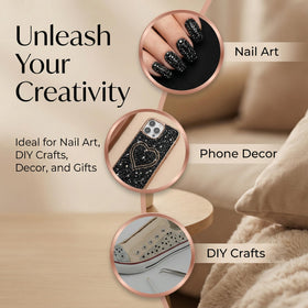 Worthofbest lifestyle shot of decorated shoe and phone case showcasing finished embellishment
