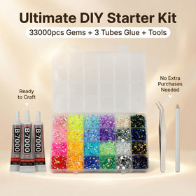 Worthofbest open grid box with 24 compartments displaying colorful 3mm gems benefit: instant access