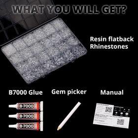 Worthofbest organized 24-grid tray with sorted rhinestone sizes for fast selection