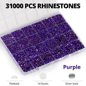 Worthofbest close-up of purple rhinestone facets showcasing sparkle and reflective shimmer