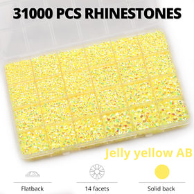 Worthofbest close-up of yellow rhinestone facets capturing reflective sparkle and visual impact