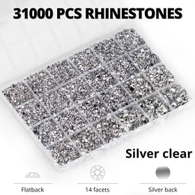 Worthofbest organized storage box open with sorted rhinestones for quick selection
