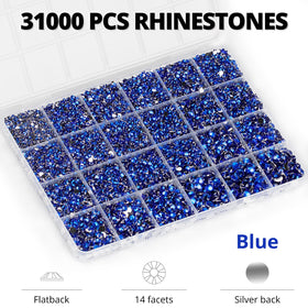 Worthofbest close-up of royal blue 14-facet rhinestone showing sparkle and consistent cut