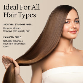 WOTION before and after styling hair comparison, shows reduced frizz and shine