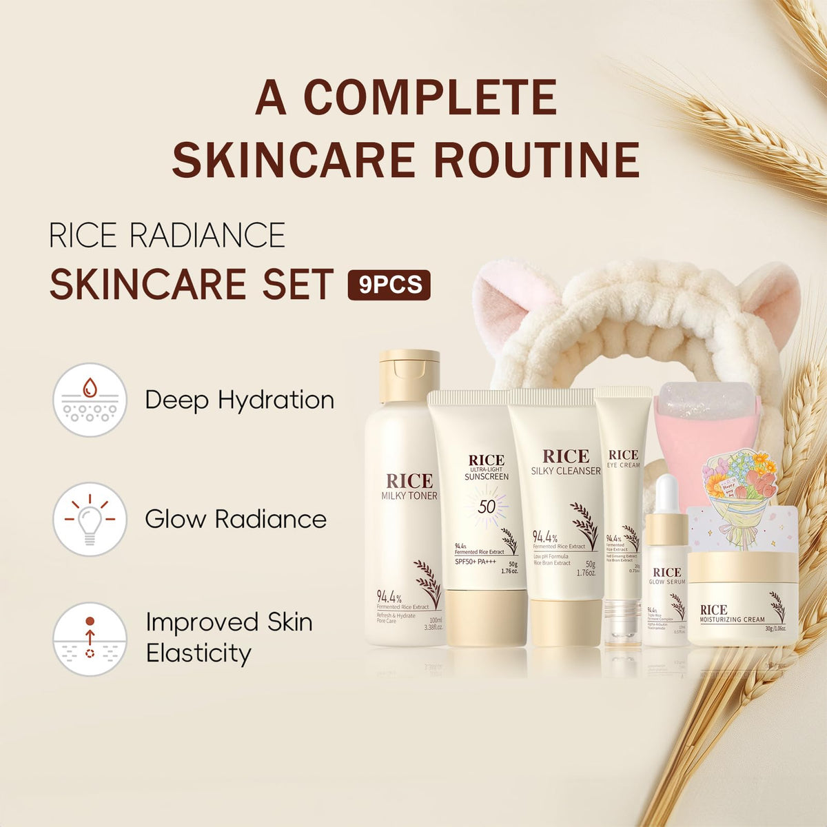 wouglay rice cleanser and toner texture close-up highlighting gentle, hydrating formula