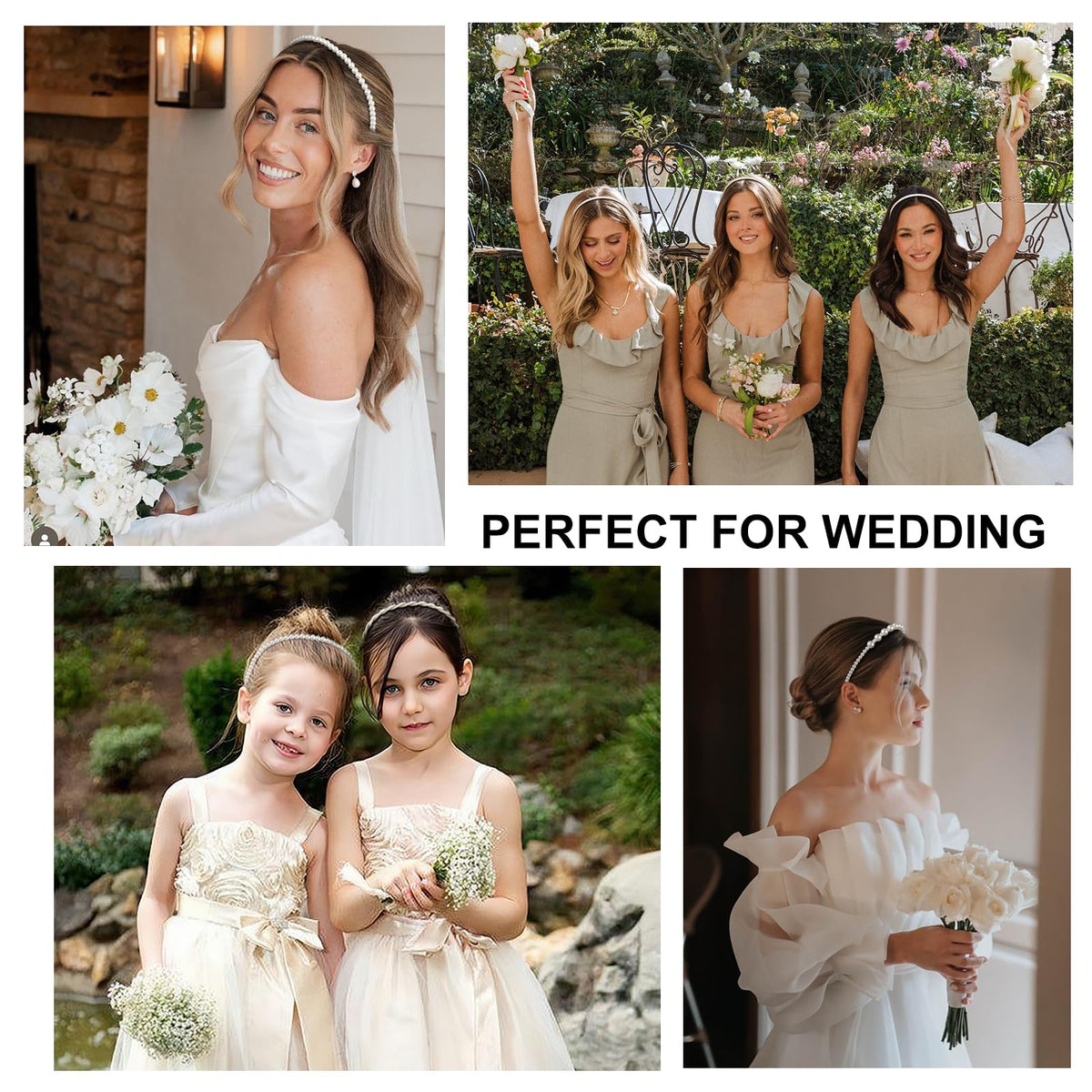 WOVOWOVO bridal model wearing headband adding refined finishing touch