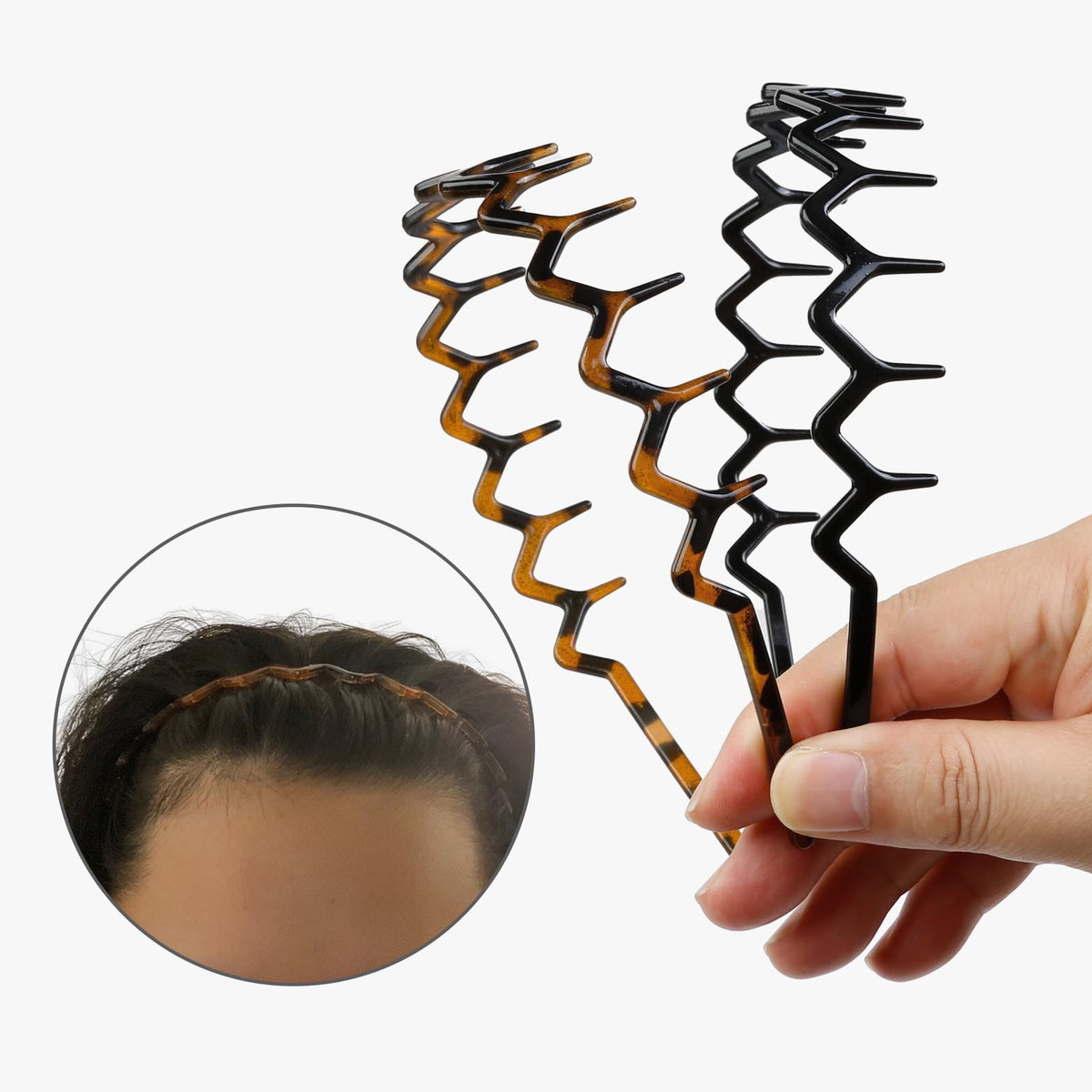 WOVOWOVO two black two brown headbands in simple retail packaging
