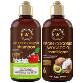 WOW Skin Science apple cider vinegar shampoo front packaging showing clear label and size benefit