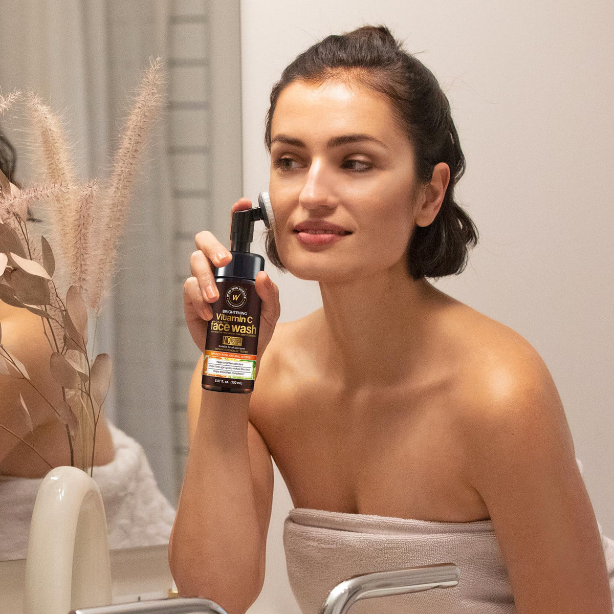 WOW Skin Science before and after concept illustrating brighter skin