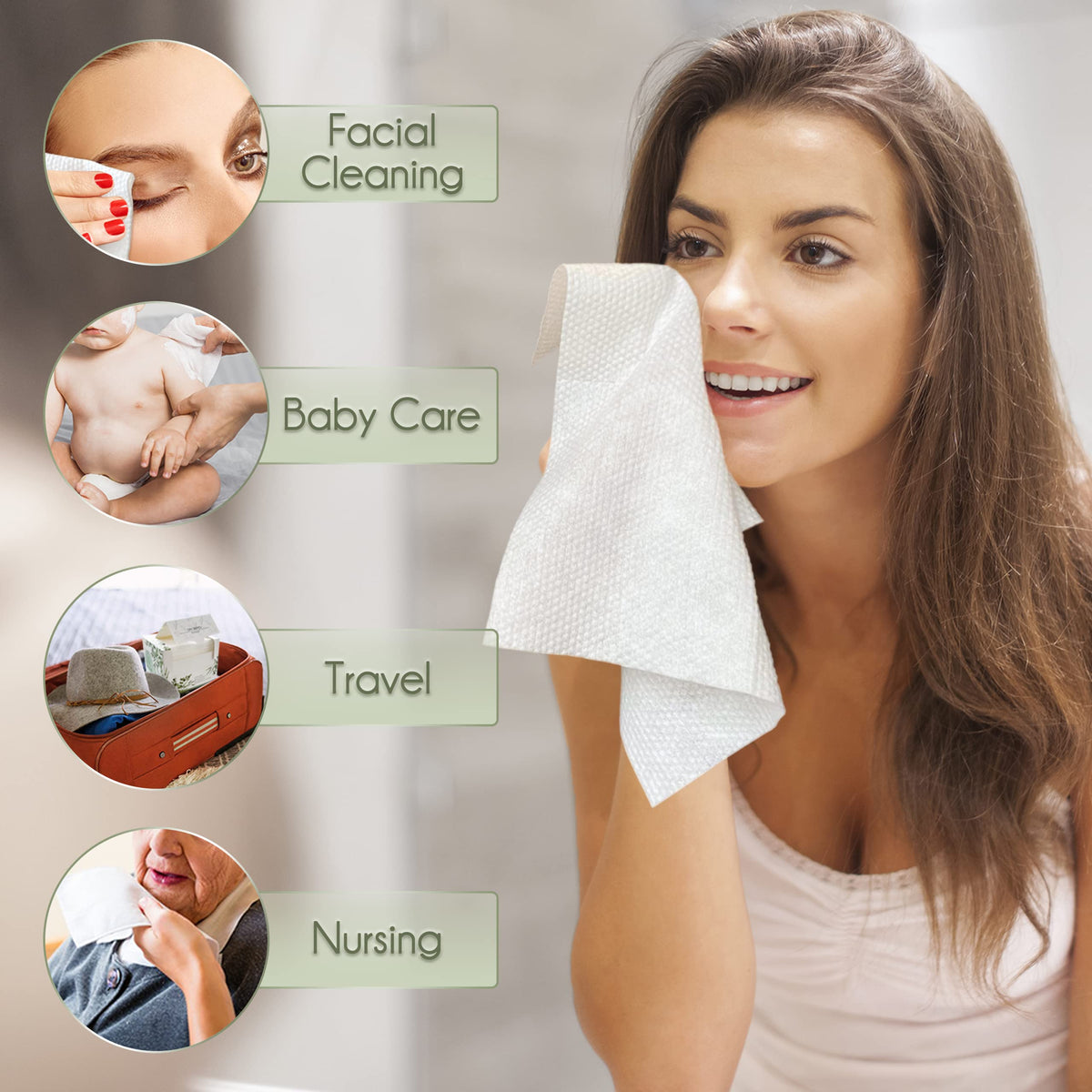 WOWOTEX open pack with stacked towels, easy single-use convenience
