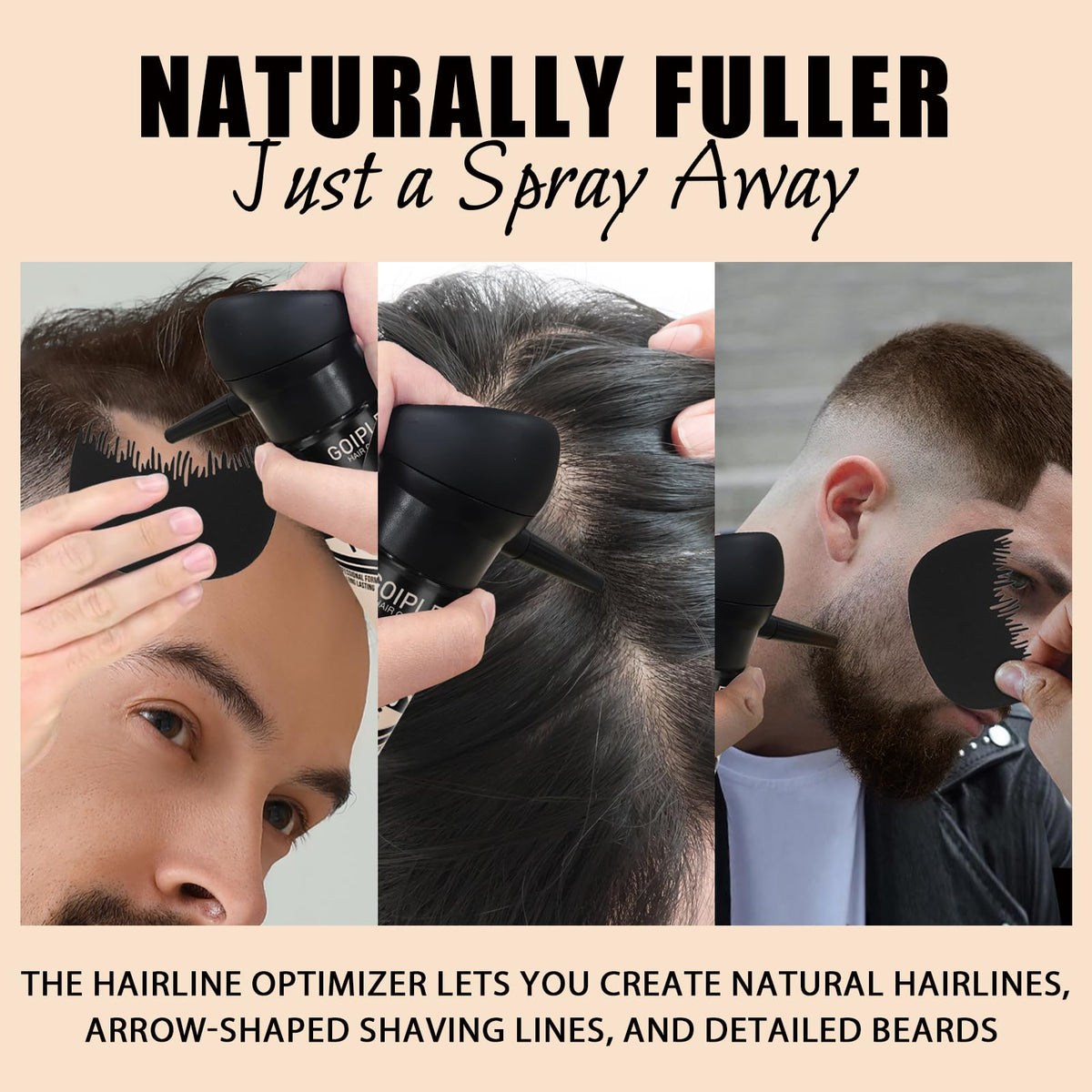 WOZUTUNT fibers applied at hairline demonstrating instant density