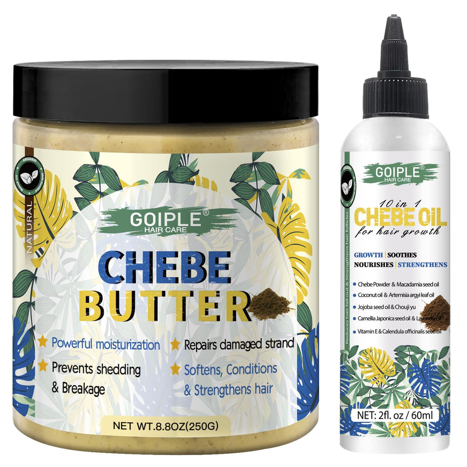 WOZUTUNT front packaging showing the chebe oil and butter set, emphasizes nourishing routine