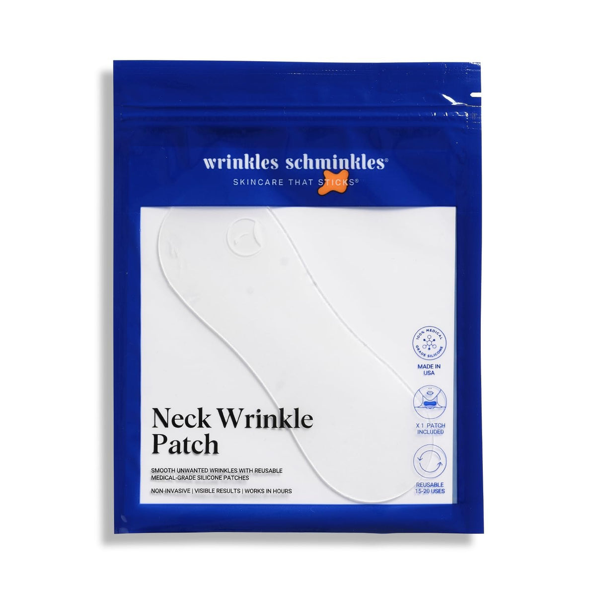 Wrinkles Schminkles front view of neck patch showing shape and transparency benefit