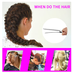 WSYUB clip holding thick hair in place during styling for reliable sectioning