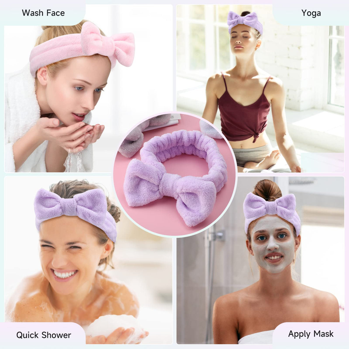 WSYUB headband in spa-night scene, creates a tidy, relaxing routine