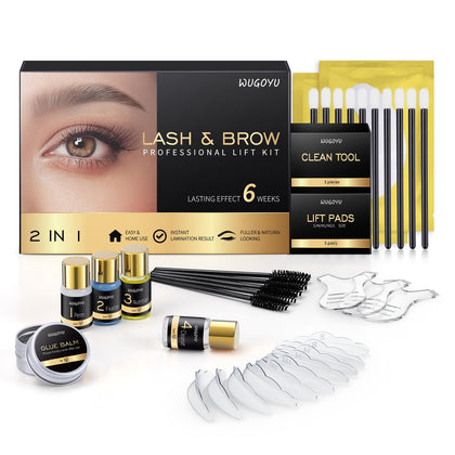 WUGOYU front packaging showing complete lash and brow kit for salon-quality results